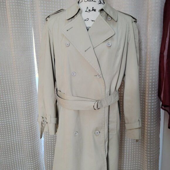 Vintage Khaki Tan London Fog Trench Coat - Size14P - Picture 12 of 12